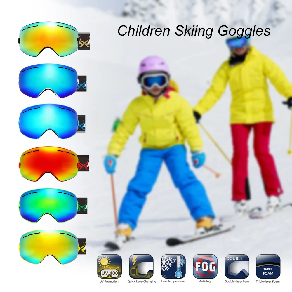 Gafas de esquí de doble capa para niños y niñas, lentes antivaho grandes,  máscara para esquiar, nieve, Snowboard, UV400 - AliExpress