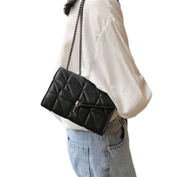 

2020 Fashion Trend Women Classic Solid Shoulder Bag Hardware Chain Strap Messenger Handbags Casual Lock Catch Crossbody Tote