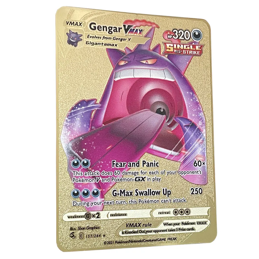 Gengar Vmax Golden Pokemon Cards In English Iron Metal Pokmo Letters