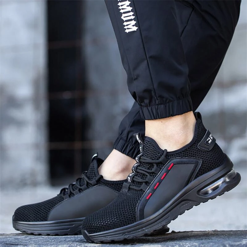 

Work Shoes with Steel Toe Safety Shoes Lightweight Comfortable Anti Smashing SRC Non Slip Men/women Worker Boots Black Sneakers