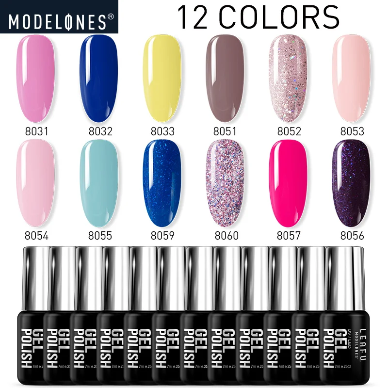 12PCS SET Modelones 10/12 вещей в комплекте, коллекция осень серии Кофе УФ-гель для ногтей удаляющийся замачиванием Гибридный гель! полупостоянная блестящие лаки для ногтей комплект - Цвет: 12PCS SET