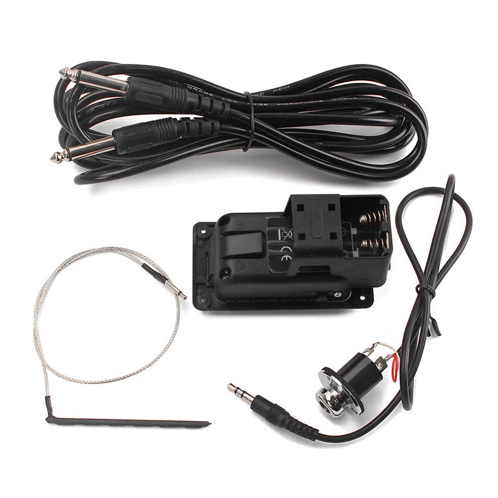 

Acoustic Guitar Preamp 4-Band EQ Equalizer Piezo Pickup with Round LCD Tuner System Volume Control