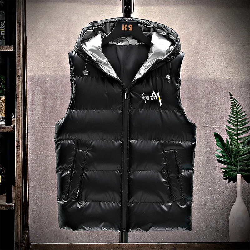 Winter new vest coat thickened tide brand all-match top hooded bright down cotton lovers vest men fashion casual jackets