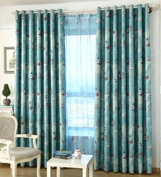 

Mediterranean Style Curtains for Children's Room Bedroom Living Room Shading Curtains Modern and Simple Style