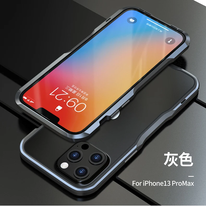 Luphie For iPhone 13 Mini 13 Pro Shockproof Armor Metal Bumper Irregularly Aluminum Case Cover For iPhone 13 Pro Max Case