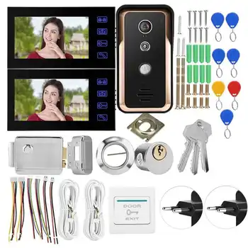 

2 Monitor RFID IR Camera 7in Wired Video Intercom with Electric Control Lock 100-240V