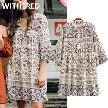 

Withered indie folk bohemian vintage floral print loose summer dress women vestidos de fiesta de noche vestidos beach dresses