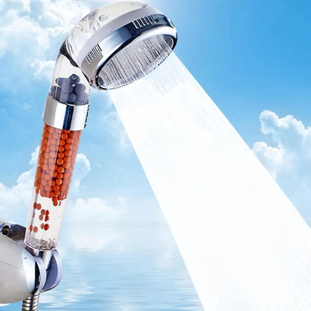 

Shower Bath Head Adjustable High Pressure Stone Stream Handheld Shower Head With Negative Ion Activated Ceramic Balls