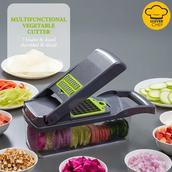 

12pcs/set Kitchen Tool Manual Vegetable Slicer Multifunctional Stainless Steel Food Slicer Kitchen Supplies
