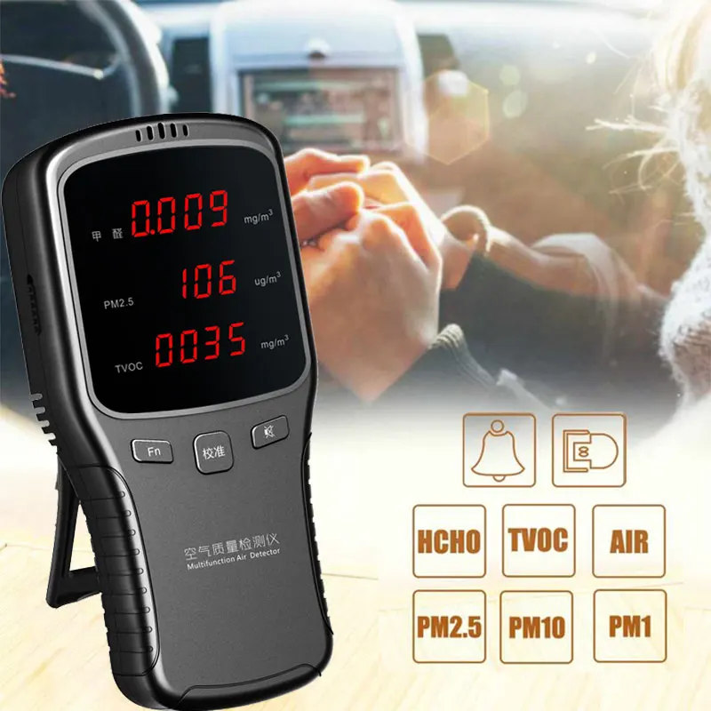 

Silver Gray ABS PM2.5 Air Quality Detector Formaldehyde Detector Smog Detector Durable TVOC Gas Detection Smart Monitor
