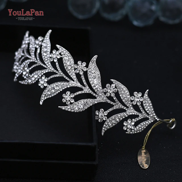 TOPQUEEN HP301 Indian Bridal Hair Accessories Alloy Flower Bridal Crowns and Tiaras Silver Hair Pieces Wedding Hair Jewelry HP326-Silver