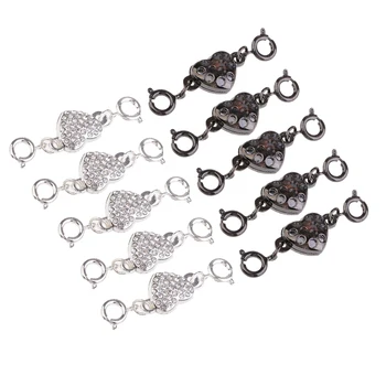 

10x Chic Heart Shape Crystal Converter Clasps Jewelry Making Hooks Jewelry Connector DIY