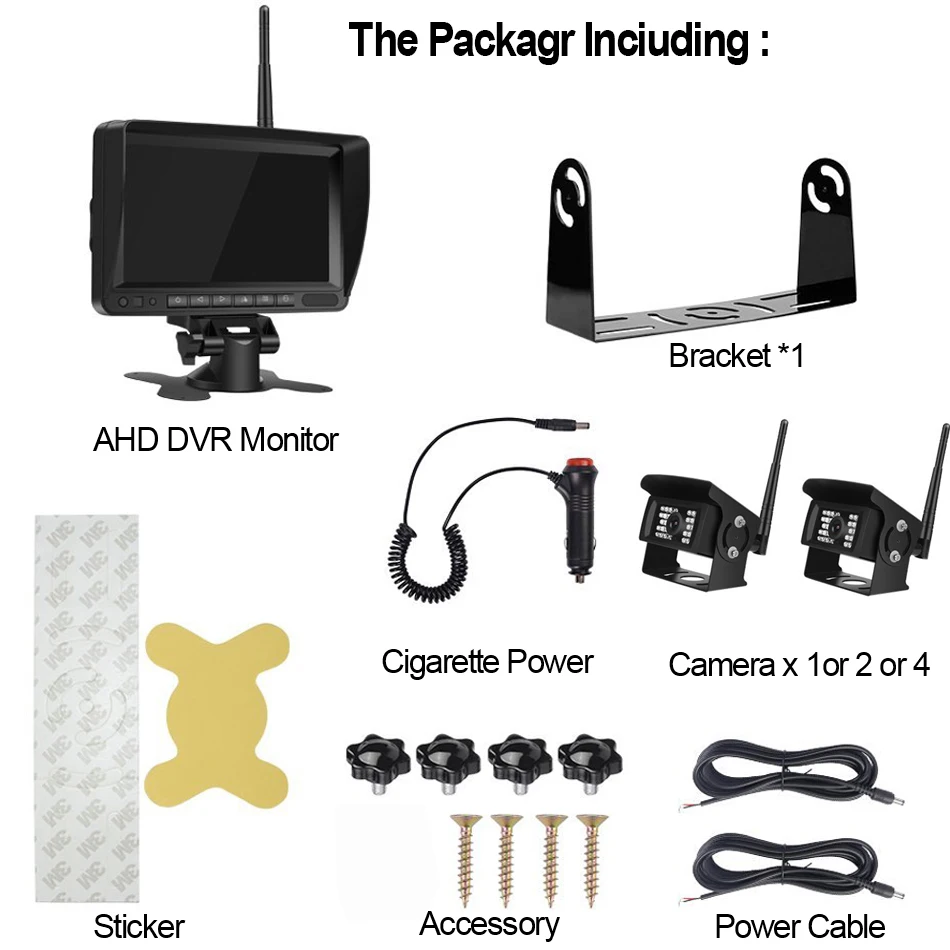 GreenYi AHD DVR рекордер Видео монитор с 2 1280*720P беспроводные камеры для грузовика/прицепа/автобуса/RV/пикапа/прицепа