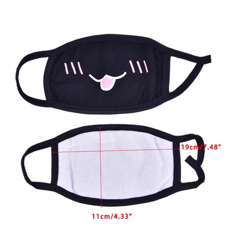1pcs Unisex Black Cotton Half Mouth Face Mask Anti-Dust Winter Warm Masks Anime Cartoon Funny Teeth Letter Mouth Mask