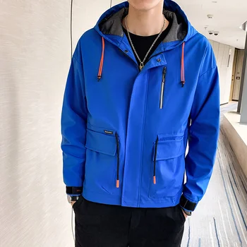 

Safari Style Men Hooded Jackets Coat Back Printing Men's Jackets Windproof M-4XL Men Jackets Coat