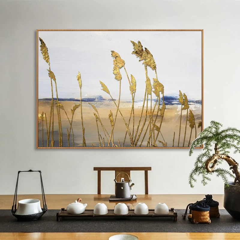 

Hand drawn abstract oil painting bedroom living room decorative painting nordic new chinese style artistic personality creative