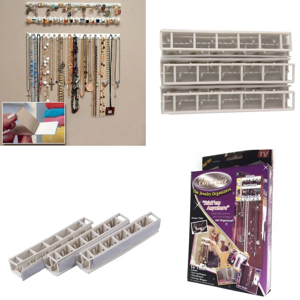 Adhesive Jewelry earring necklace hanger holder Organizer packaging Display jewelry rack sticky hooks Wall Mount stand tray para | Дом и сад