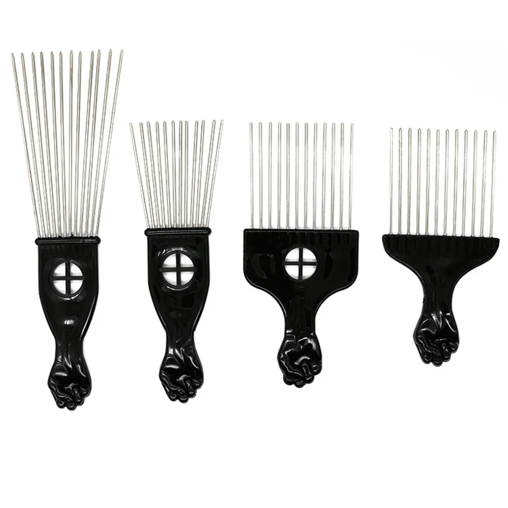 Mayitr 4 Size Black Fist Afro Metal Comb African Hair Pik Comb Brush Salon Hairdressing Hairstyle Styling Tool (4)