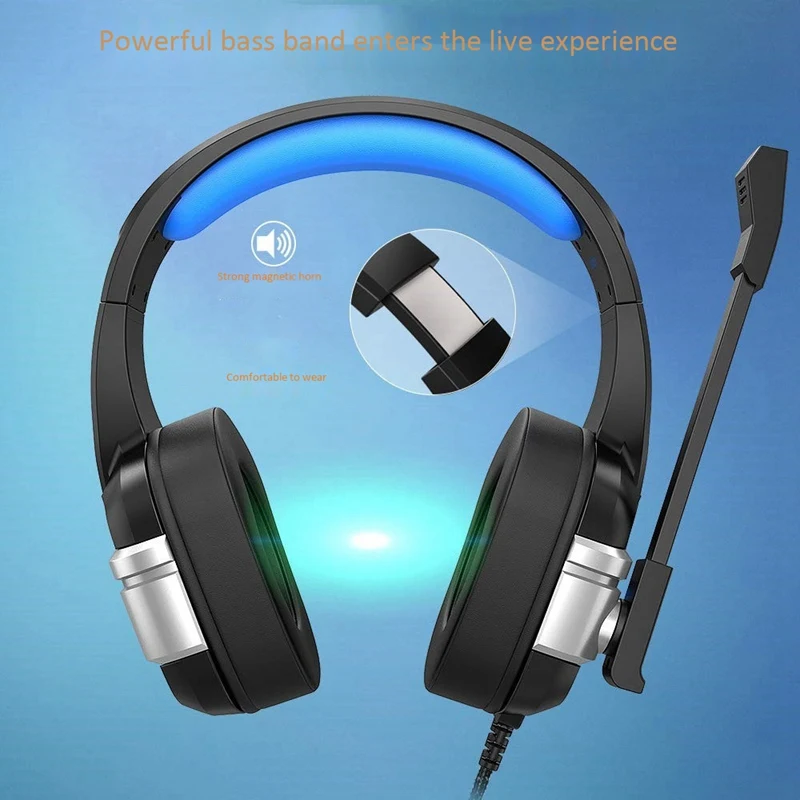 Gaming Headset Surround Stereo Headset with Noise Reduction Mic and LED Light for PC PS4 One Laptop Smart Phone