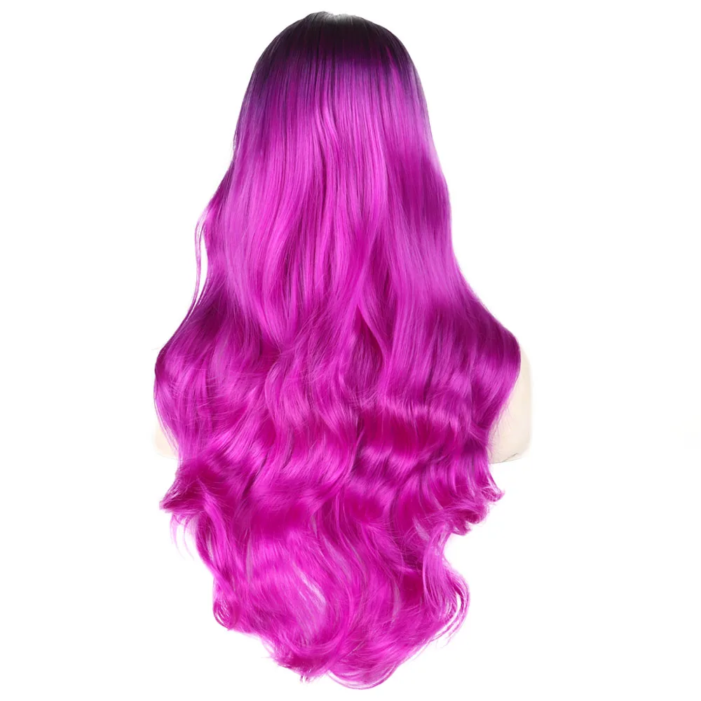 Valenwigs 28 ''Омбре парик два тона черный к серебристому серому/фиолетовому/синему