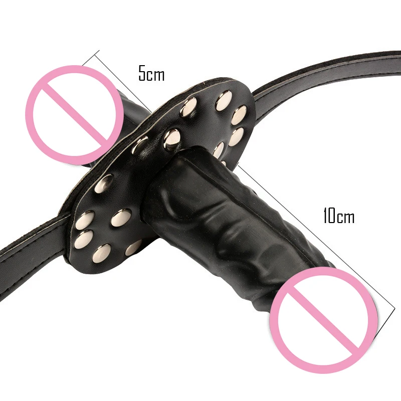 Silicone Dildo Oral Gag Sex Mouth Plug Penis Gag With Locking Buckles Leather Bondage Adult Sex toys For Couples Lesbian BD Game