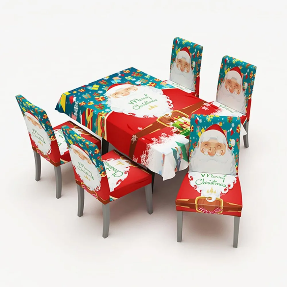 Рождественская цифровая печать Чехол для стула прямоугольная скатерть набор сиамские чехлы на кресла стрейч Бытовая Крышка для обеденного стола