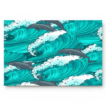 

Doormat Entrance Floor Mat Waves Tumbling Dolphin Jumping Cartoon Door mat Decorative Indoor Outdoor Doormat