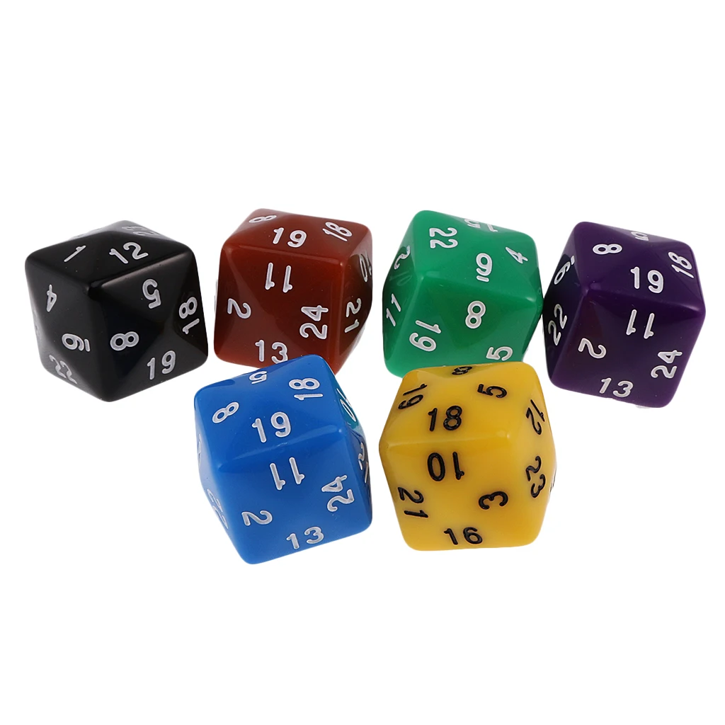 6pcs Multi-sided D24 or D30 Dice for D&D Casino Poker Dice Guessing Game Favours