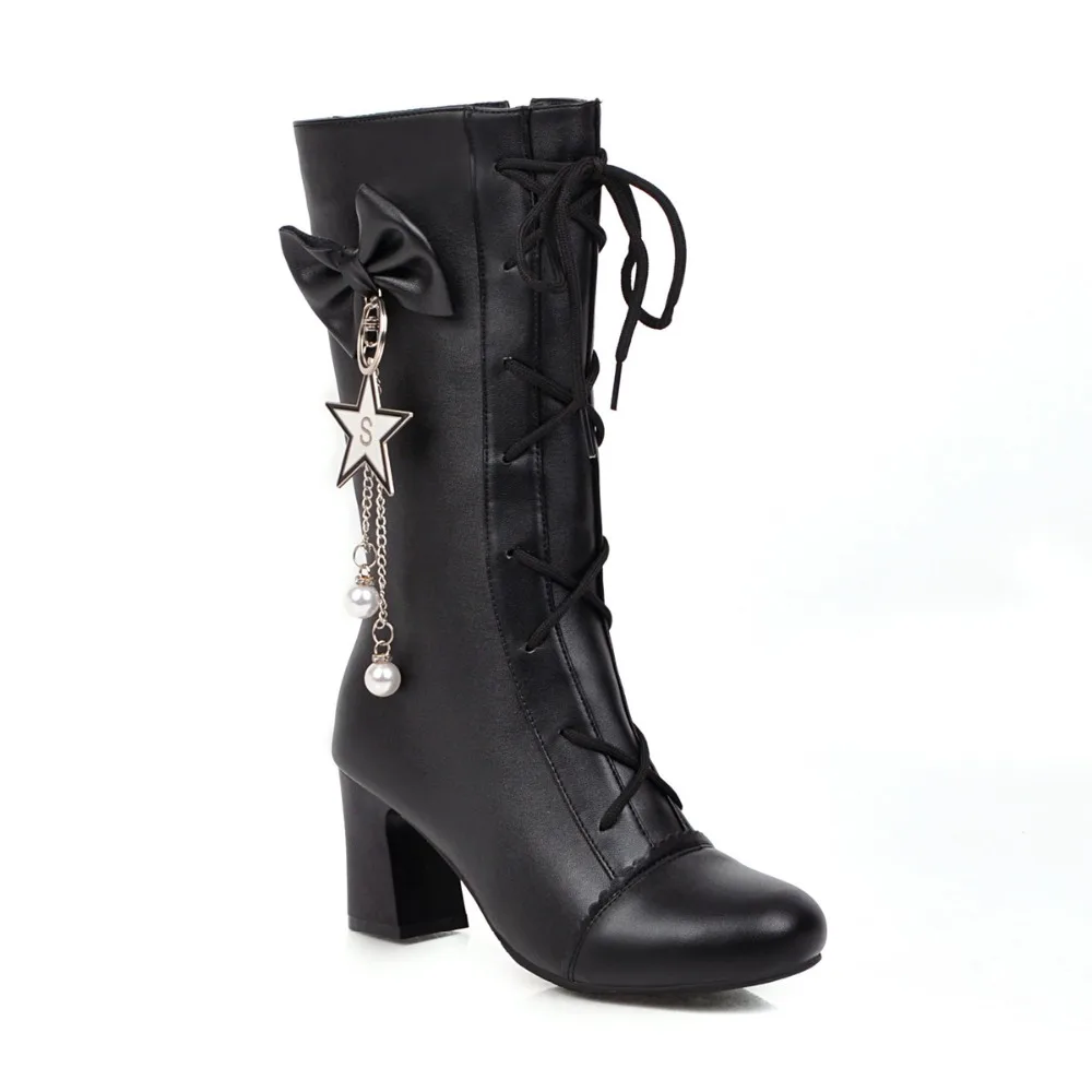 Autumn Boots Clogs Platform Bootee Woman Booties Ladies Women's Shoes Large Size Low Heels booties Round Toe Lace Up Mid