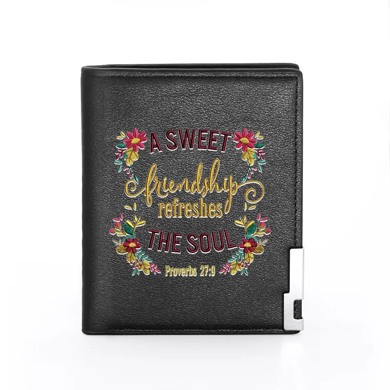 

Bible Verses A Sweet The Soul Printing Leather Wallet Men Women Bifold Credit Card Holder Short Purse Male