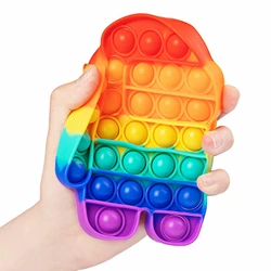 Parmi nous, jouet anti Stress Fidget arc en ciel Squishy Simple fossette pousser bulle sensorielle jouets anti Stress pousser Up bulle Squish 