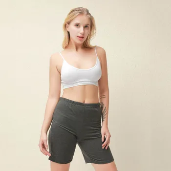 

2020 Women Casual Fitness Shorts Summer Thigh Stretch Sports Solid Color High Waist Slim Short Short Tights Elastic Waist