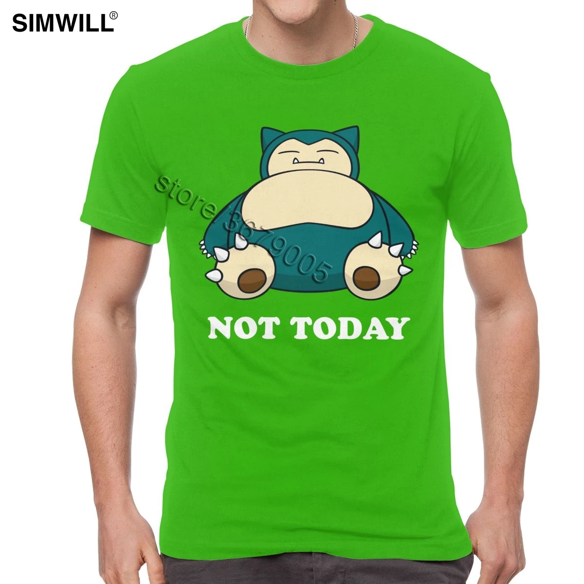 Модная футболка Snorlax Not Today, забавные летние футболки с покемонами, Мужская хлопковая футболка с коротким рукавом, уличная футболка с рисунком храпа - Цвет: Зеленый