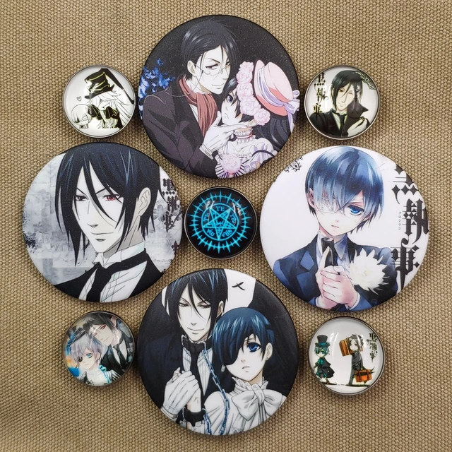 Kuroshitsuji Ciel Phantomhive Sebastian Grell Sutcliff Undertaker Butler  Anime Metal Badge Brooch Pins