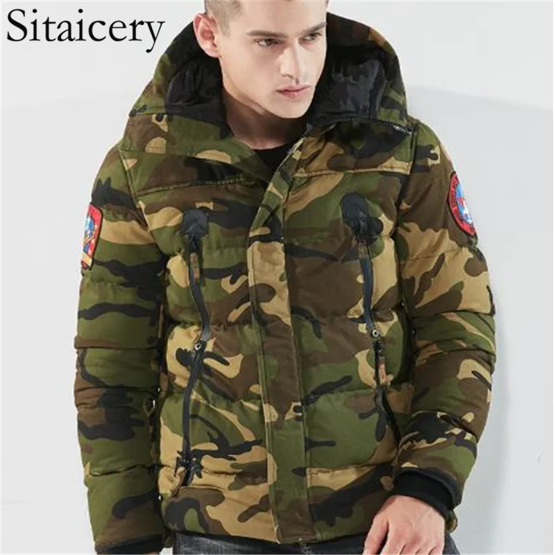 Военная камуфляжная мужская зимняя куртка толстое теплое пальто с капюшоном на