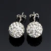 Earrings for Women 10mm New Silver Color Ball Red Rhinestone Crystal Ball Pave Beads Stud Earrings Jewelry 24 Colors AB White 5