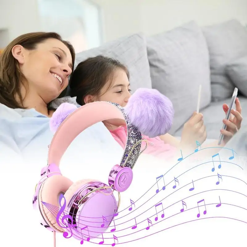 Cute Kids Wired Headphone with Microphone Girls 3 5mm Cat Mobile Gamer Computer Earphone Gift Stereo Girl Phone Headphones