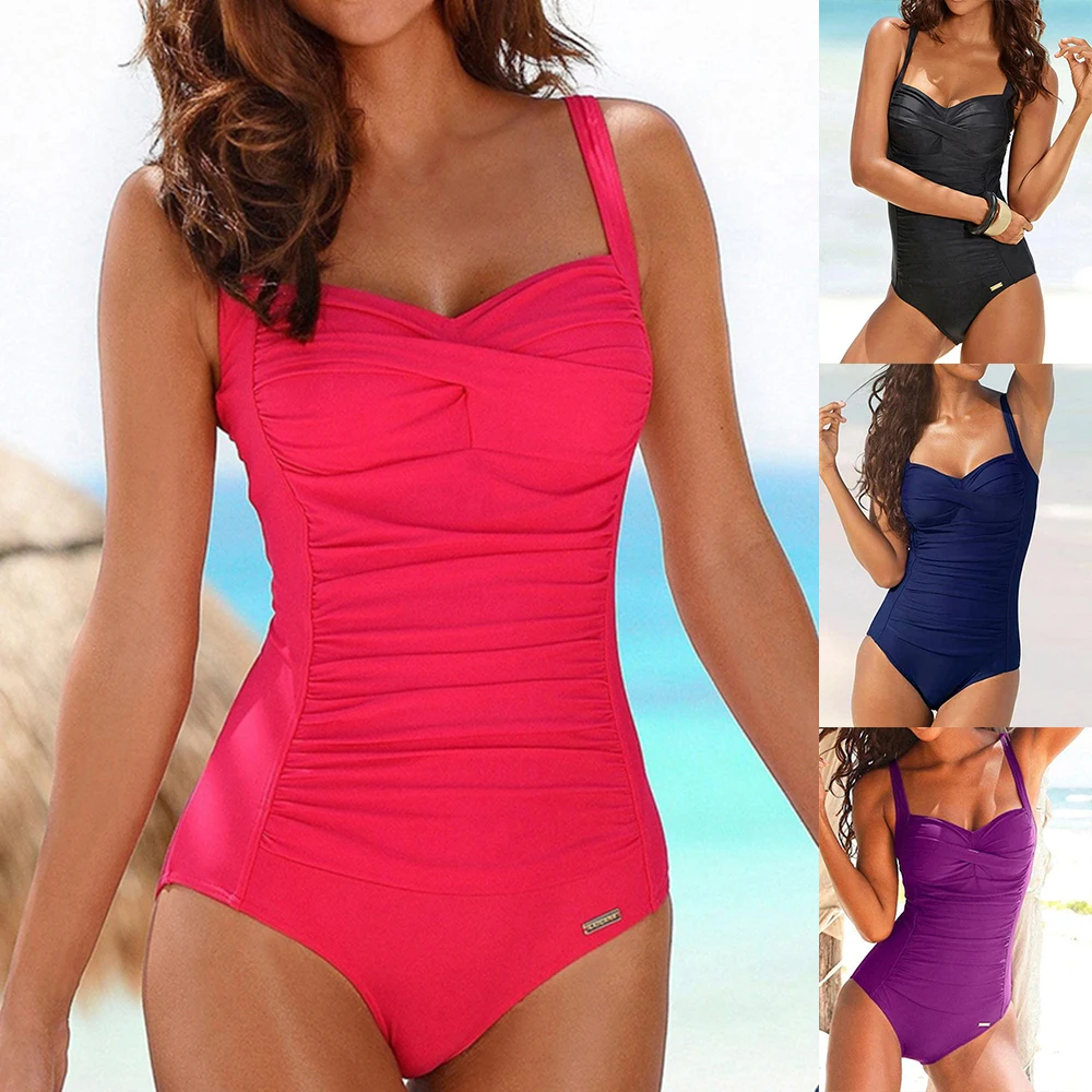 

One Piece Plus Size Swimsuit Women Red Slimming Swimwear Sexy Classic Swimming Suit Momokini Summer Beach Bathing Suit