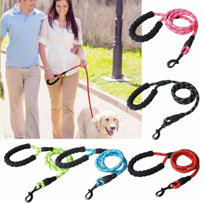 Dog Leash 5ft Pet Dog Walk Leads Strong Light Soft Reflective Braided Rope Soft Nylon DEC889