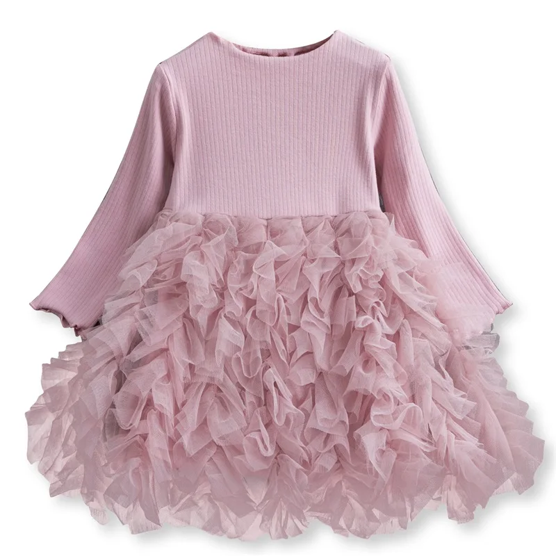 Платье принцессы для маленьких девочек; вязаное платье с длинными рукавами для детей 2-6 лет; одежда для дня рождения; одежда для малышей; сезон осень-зима; Vestidos