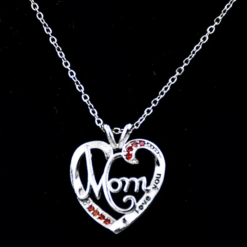 S925 цельное серебряное ожерелье с подвеской для женщин I «Love You Mom» ожерелье с кристалом в виде сердца для подарка на День Матери рождественские украшения