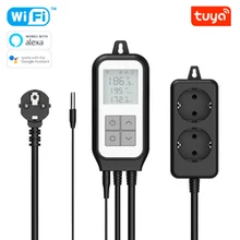 

RSH Tuya WIFI Temperature Sensor Controller Thermostat Dual Heat Cooling Relay Socket Thermometer Smart Life Brewery Greenhouse