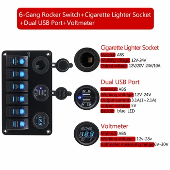 

12V Toggle Switch For Car SUV Marine 2USB RV Pre-wired IP68 Waterproof 1pc