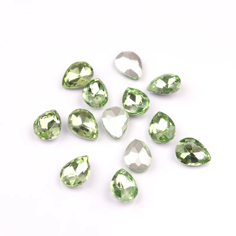 Light green Лидер продаж блестящие капли дождя форма острым дном стеклянные прозрачные стразы ювелирные изделия аксессуары набор для маникюра - Цвет: Light green