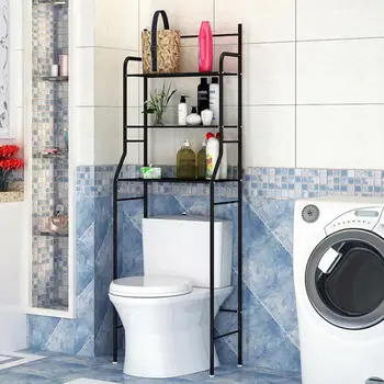 

Stainless Steel Rack Toilet Cabinet Wc Cabinet Kitchen Washing Machine Rack Bathroom Space-saving Shelf Clean Storage Hold HWC