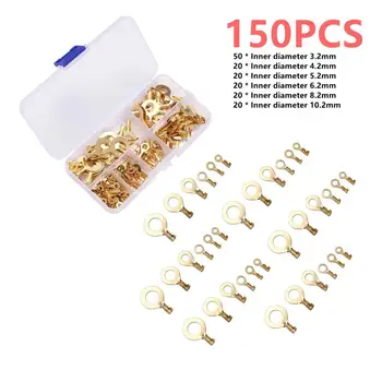 

Car Disassembly Tool 150pcs Ring Type Gold Terminals Golden Brass Crimp Terminals Connectors 3.2mm-10.2mm Cable Wire Connectors