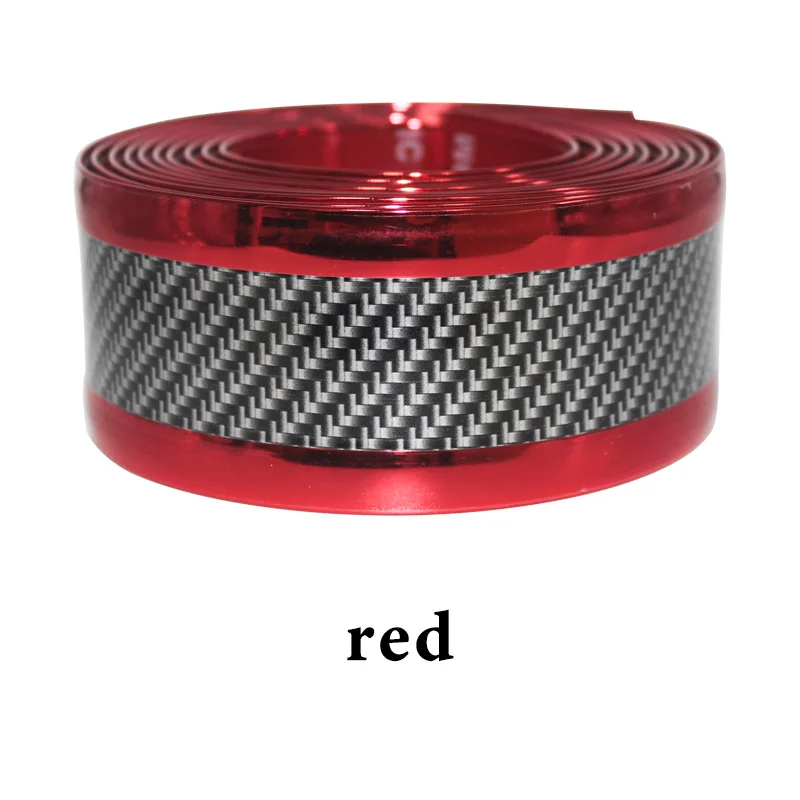 1 м 5 см 3D полоска для автомобильного бампера защитная пластина из углеродного волокна ПВХ резиновый дверной порог автомобильный стикер Сделай Сам автостайлинг наружное украшение - Цвет: Red
