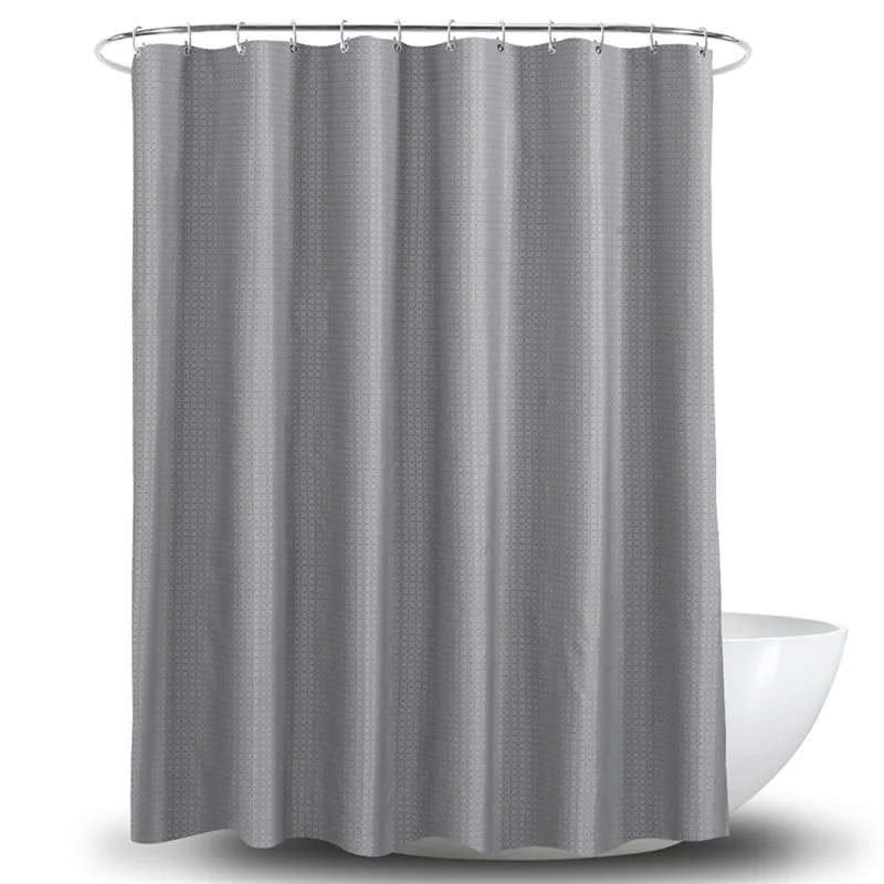 Simple Gray Plaid Style 180x180cm Shower Curtain Polyester Waterproof Mildew Curtains Home Bathroom Decoration Supplies