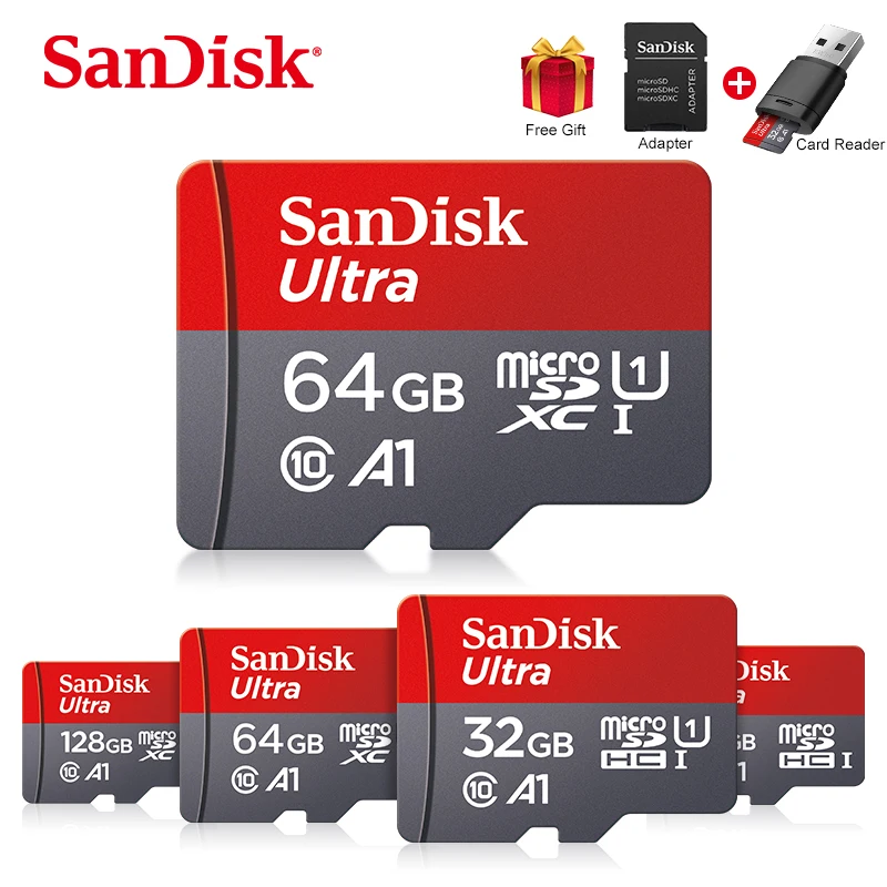 Sandisk ultra 16gb 32gb cartão de memória 64gb 128gb 256gb a1 sdhc/sdxc
