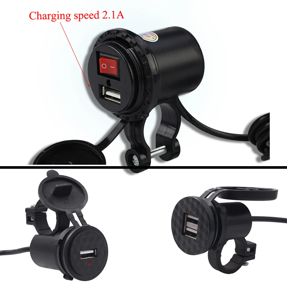 

Waterproof Motorcycle Handlebar Socket Plug Motobike Rearview Mirror Charger Outlet for Phone Tablet Gamepad DC 9V-24V Universal